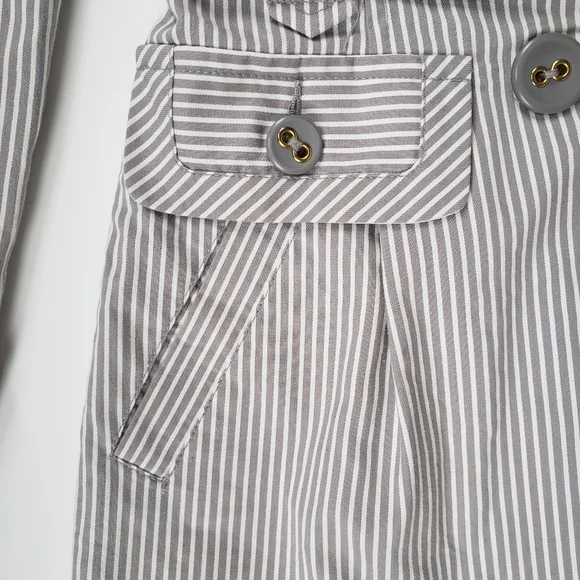 Atmosphere Grey and White Stripe Trench Coat Size 2-4 - Picture 5 of 16